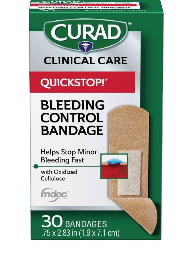CURAD QuickStop! Flex-Fabric Bandages, 0.75x2.83 Inch, 30/Box, One Box - Image 1